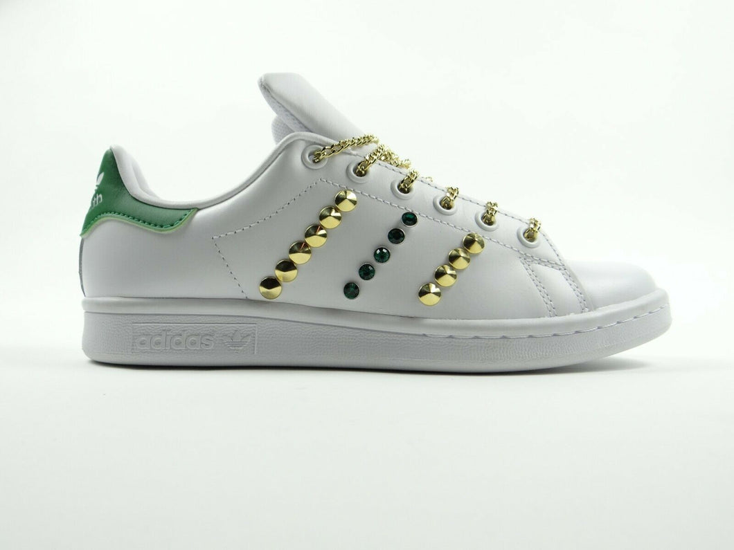 Adidas scarpa STAN SMITH personalizzata con borchie coniche Swarovski zirconati