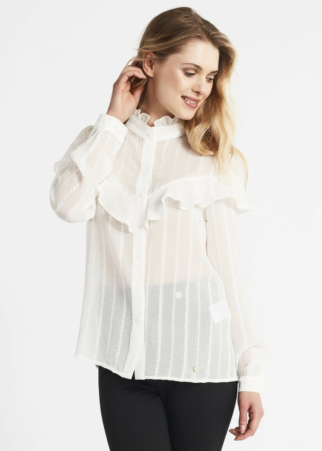 Camicia in chiffon con rouches GAUDI' tg.42