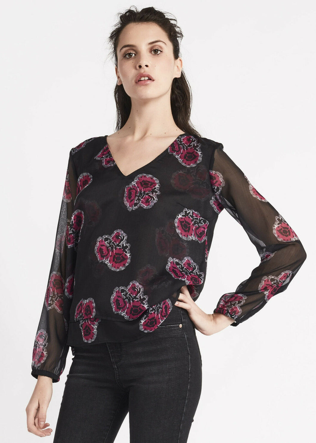 Blusa camicia in chiffon con scollo a V GAUDI' tg.42